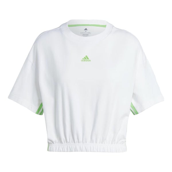 

Футболка (WMNS) adidas Dance 3-Stripes Crop Tee 'White Green', белый