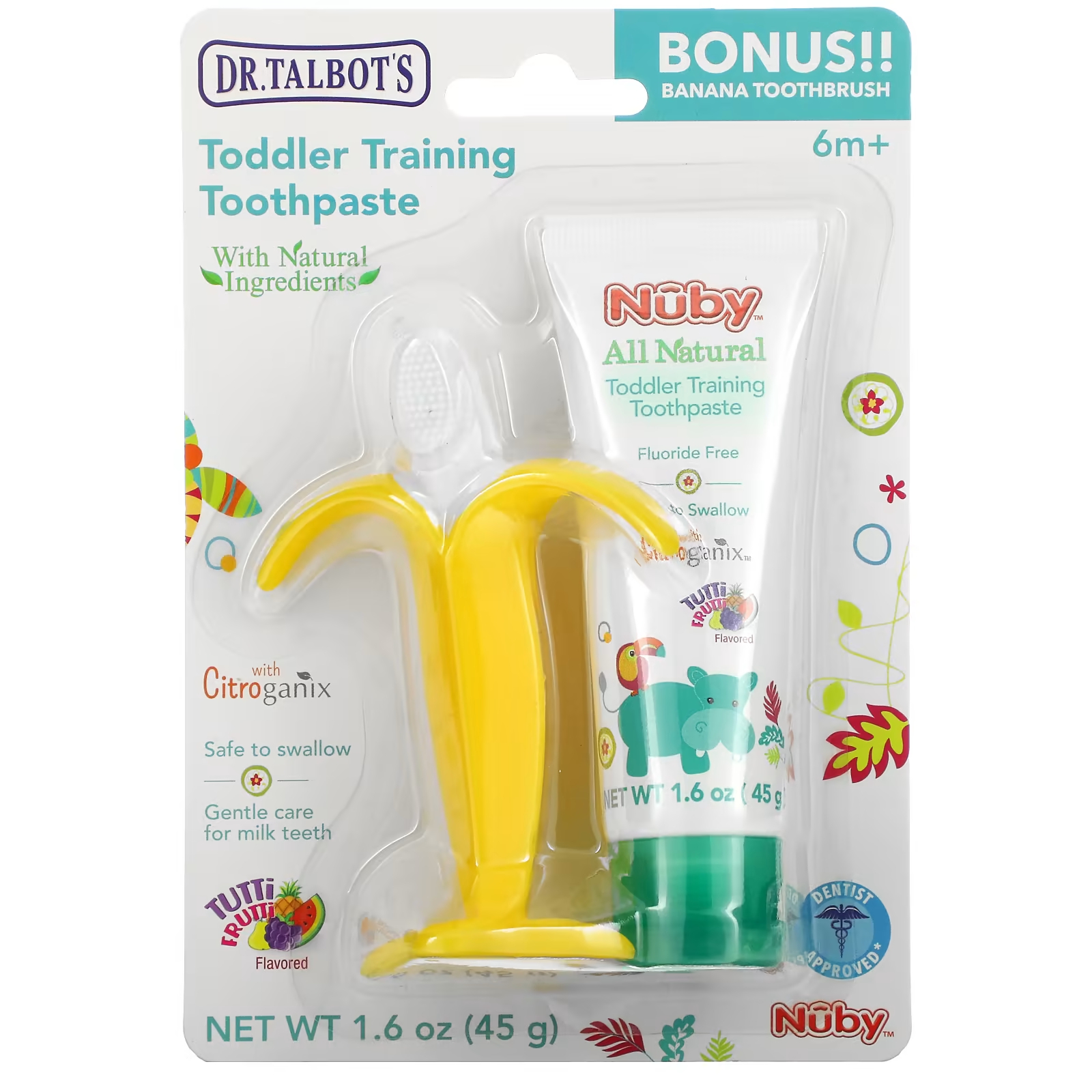 

Паста зубная Dr. Talbot's Toddler Training + Banana Toothbrush 6+ M Tutti Frutti