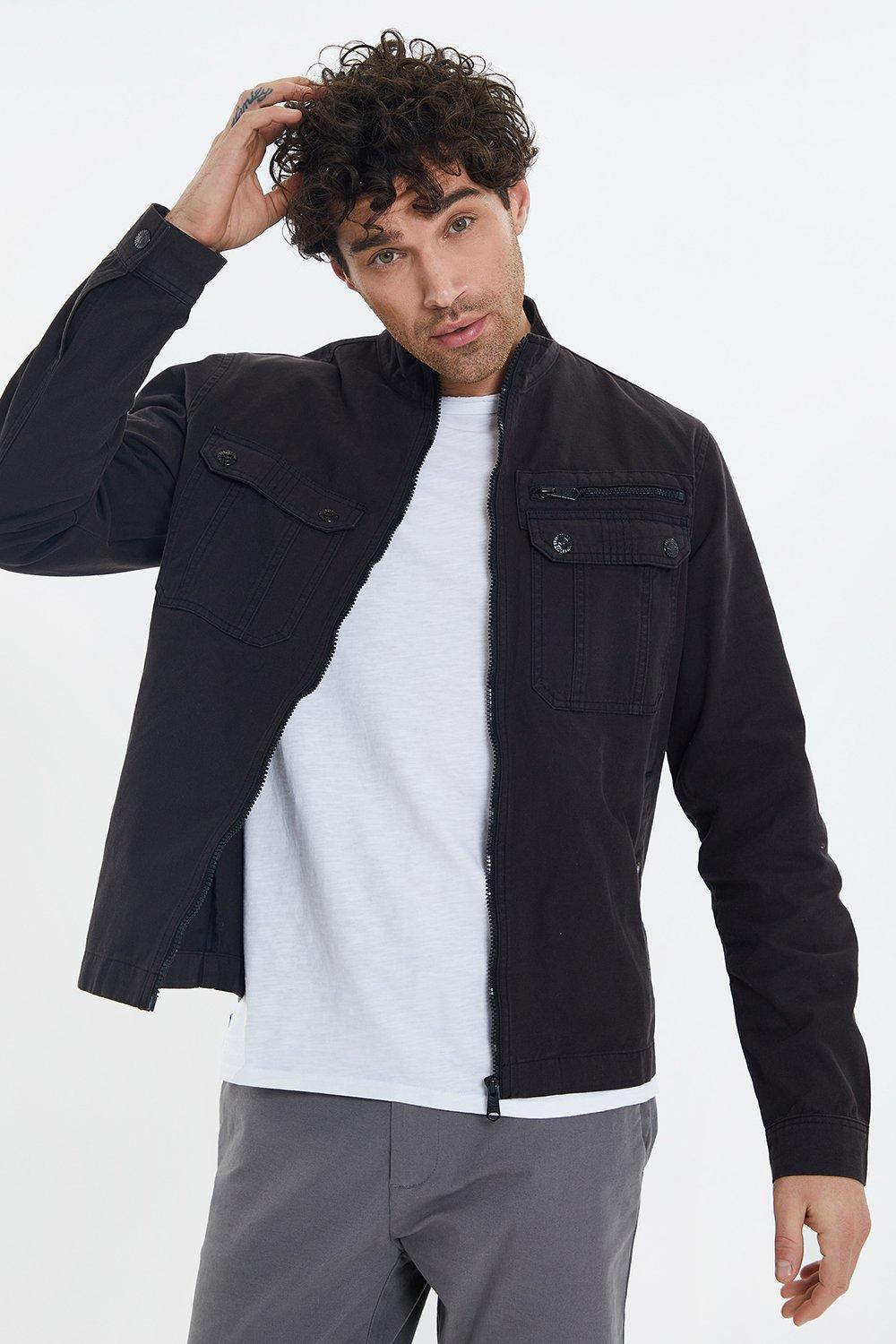 Легкая хлопковая куртка 'Rye' с воронкообразным вырезом Threadbare, черный