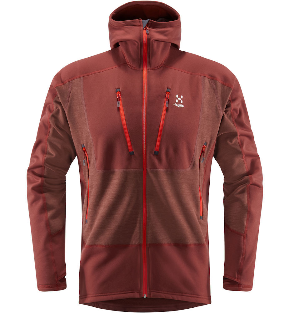 Флисовая куртка Haglöfs Serac Hood, цвет Maroon Red/Habanero