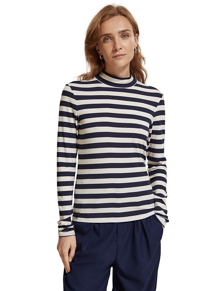 

Лонгслив Scotch & Soda, цвет weiß/dunkelblau