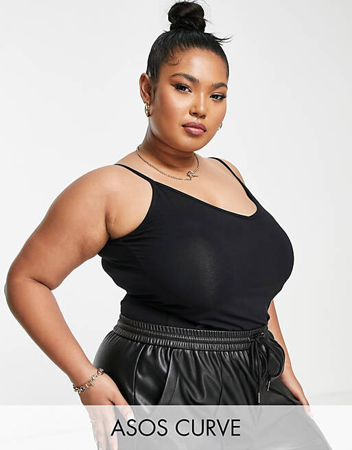 

Черная футболка с v-образным вырезом ASOS DESIGN Curve Ultimate, Черный