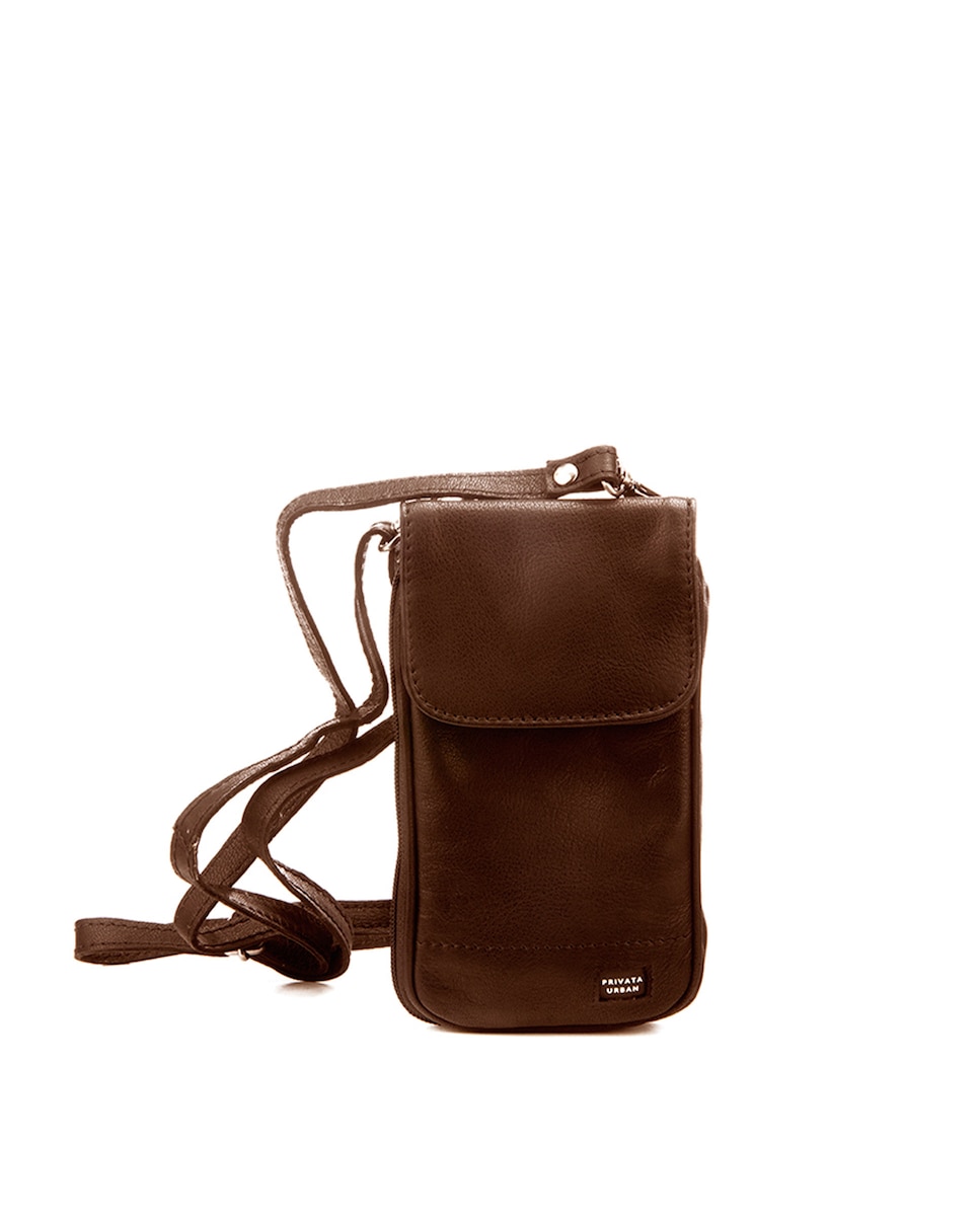 Коричневая кожаная сумка для мобильного телефона Privata, темно коричневый коричневая сумка для мобильного телефона черный