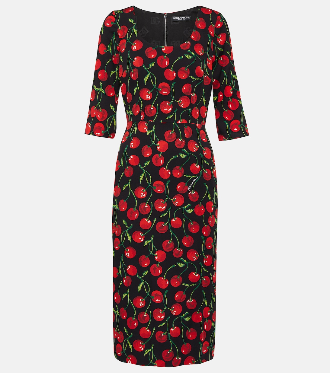 Платье миди Cherry из смесового шелка DOLCE&GABBANA, красный