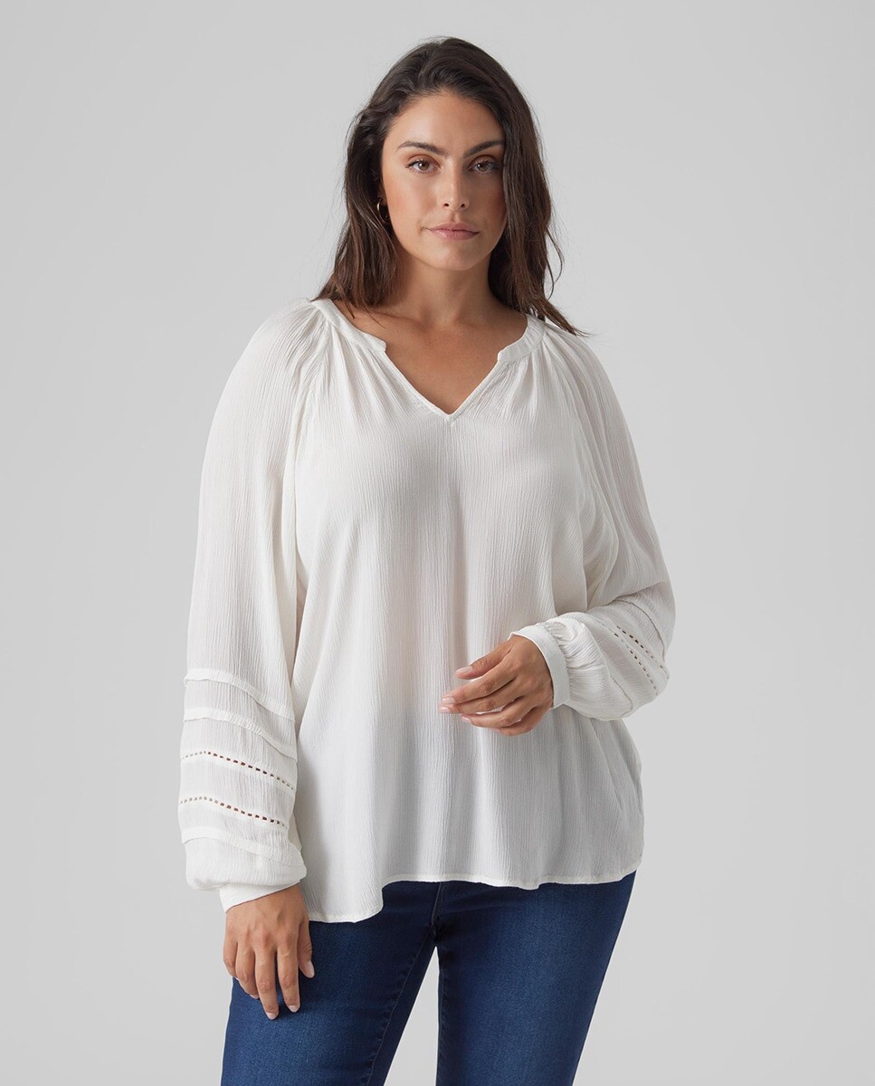 

Женская блузка со складками на рукавах Vero Moda Curve, белый