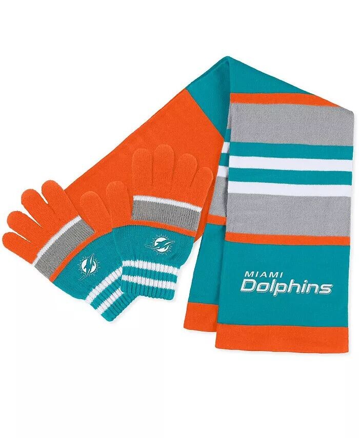 

Женский комплект из перчаток и шарфа в полоску Miami Dolphins Wear By Erin Andrews, мультиколор