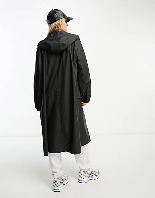 

Черная прорезиненная парка-дождевик ASOS DESIGN Tall