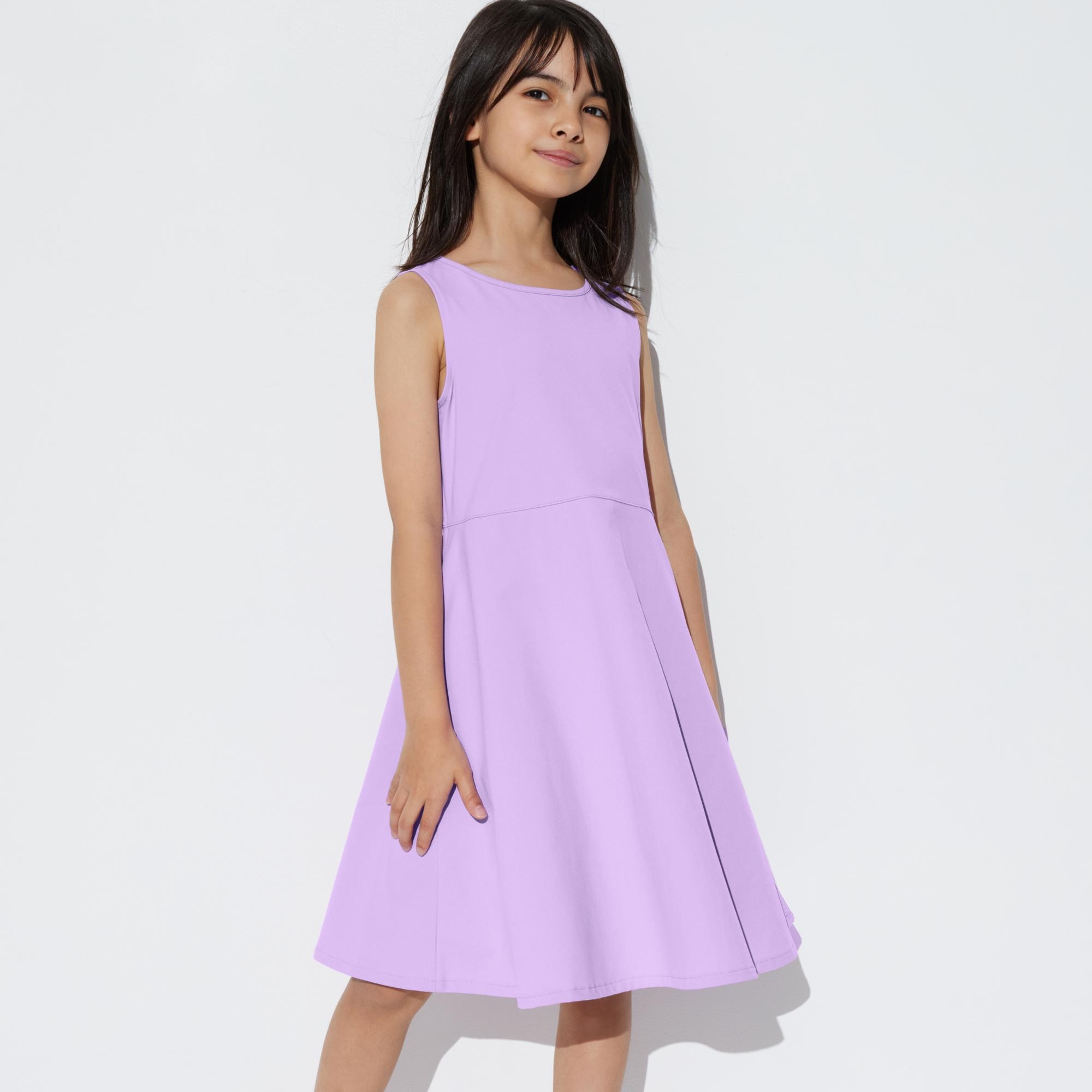 цена Платье UNIQLO Ultra Stretch Airism расклешенное, фиолетовый