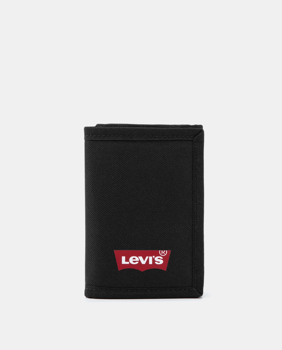 Черный вертикальный кошелек с монетницей Levi's, черный кошелек черный