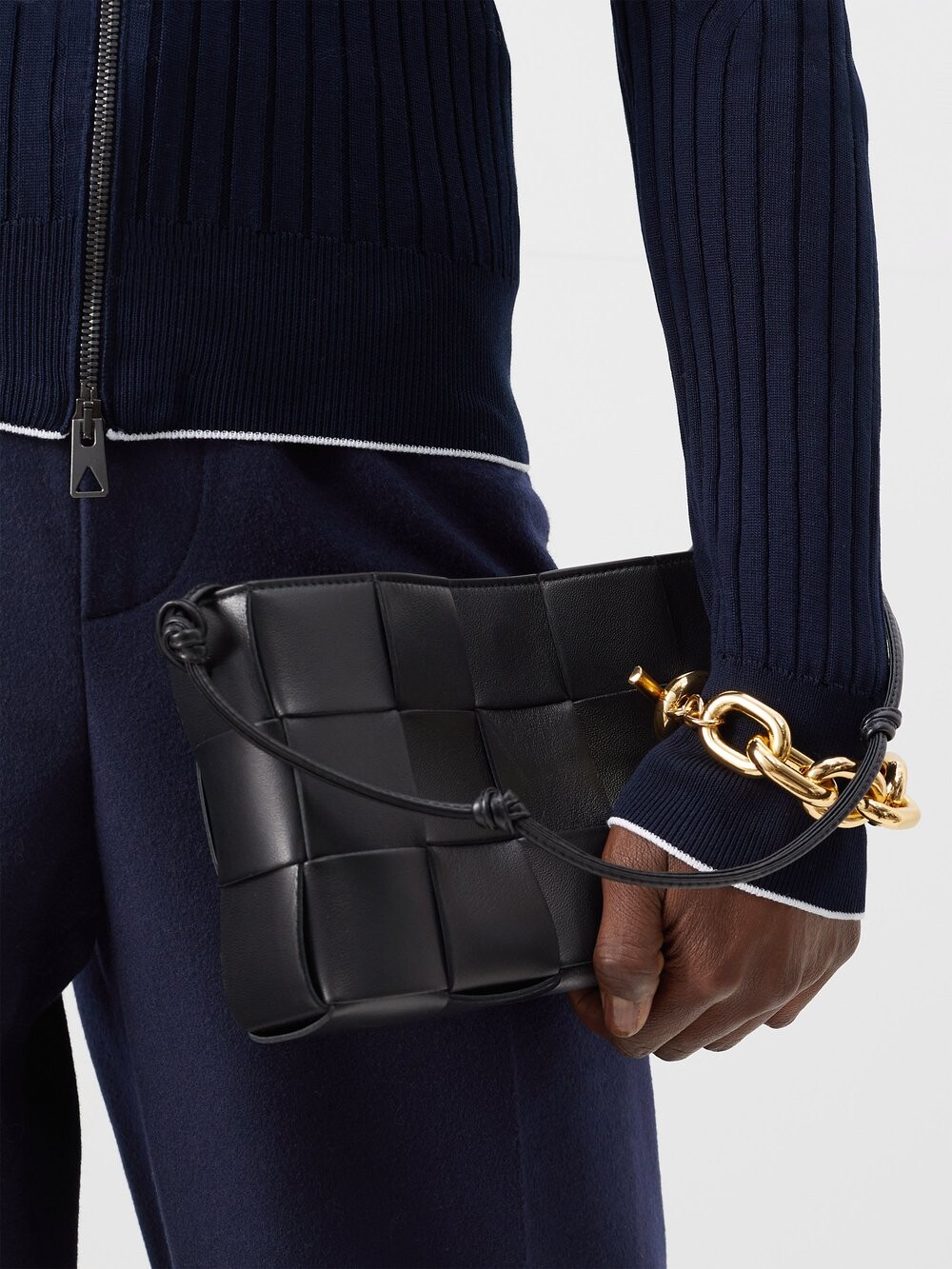 

Кожаная сумка через плечо cassette intrecciato Bottega Veneta, черный