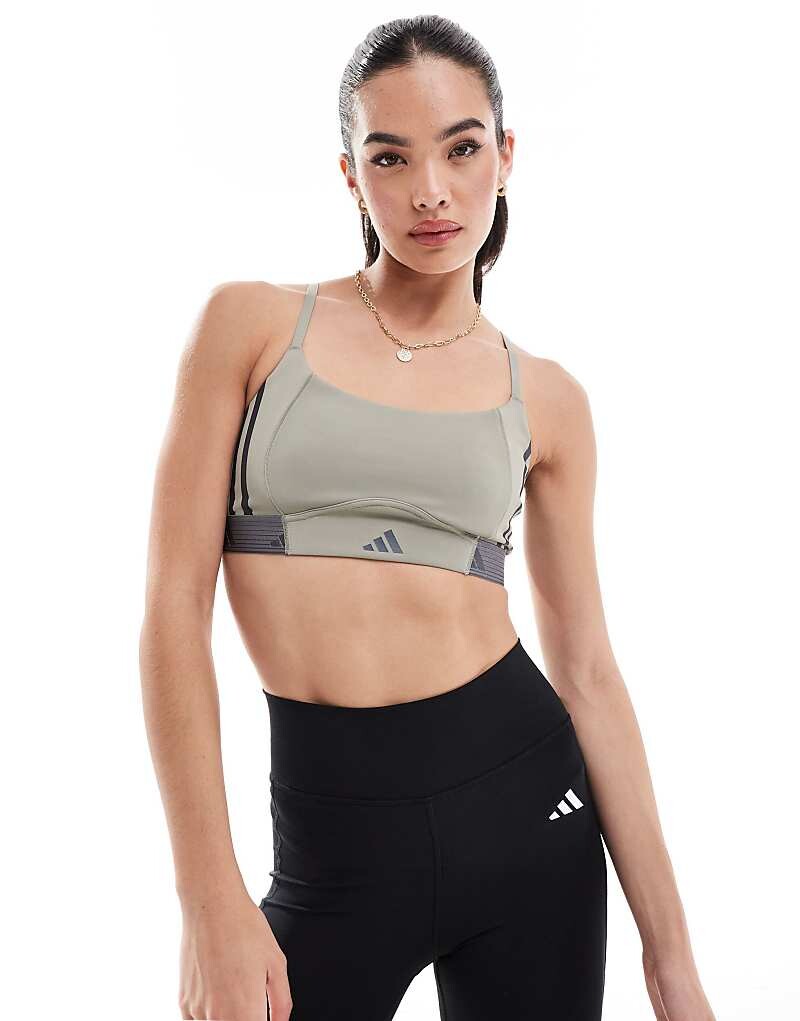 

adidas Performance – Hyperglam – Зеленый бюстгальтер без косточек