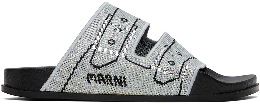 

Синие жаккардовые сандалии Marni
