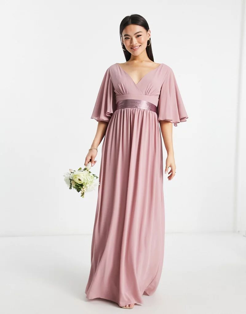 цена Длинное плиссированное платье для подружки невесты с рукавами «ангел» TFNC лавандового цвета