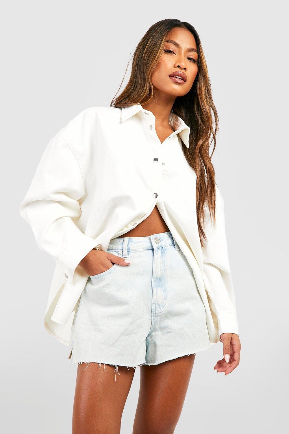 

Джинсовые шорты с необычным подомом Boohoo, синий