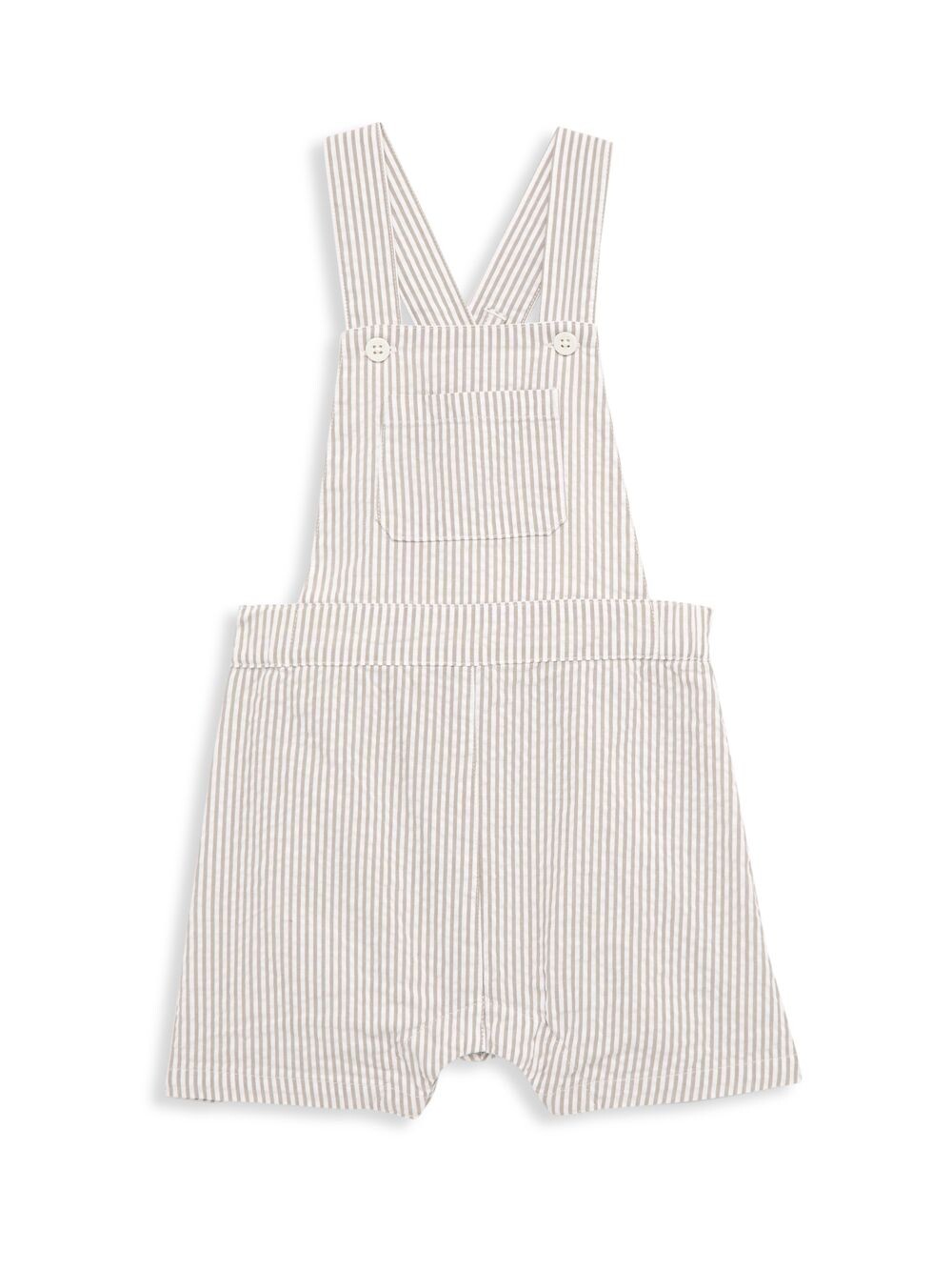 

Короткий комбинезон в полоску из сирсакера для маленьких мальчиков Petit Bateau, белый
