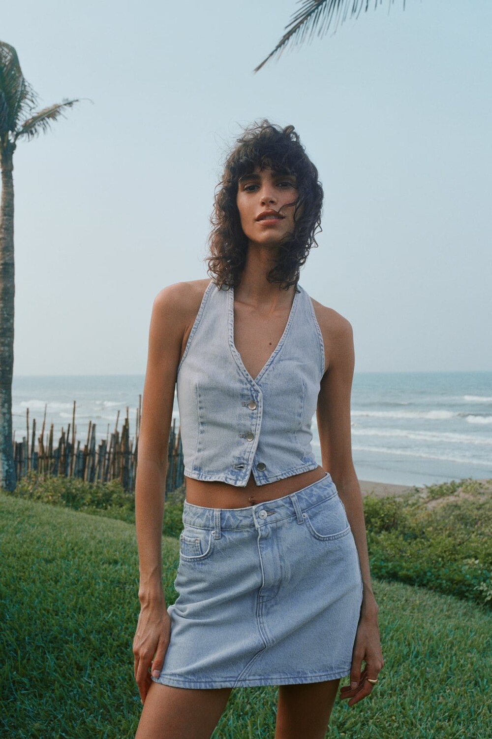 

Мини-юбка из денима z1975 ZARA, синий