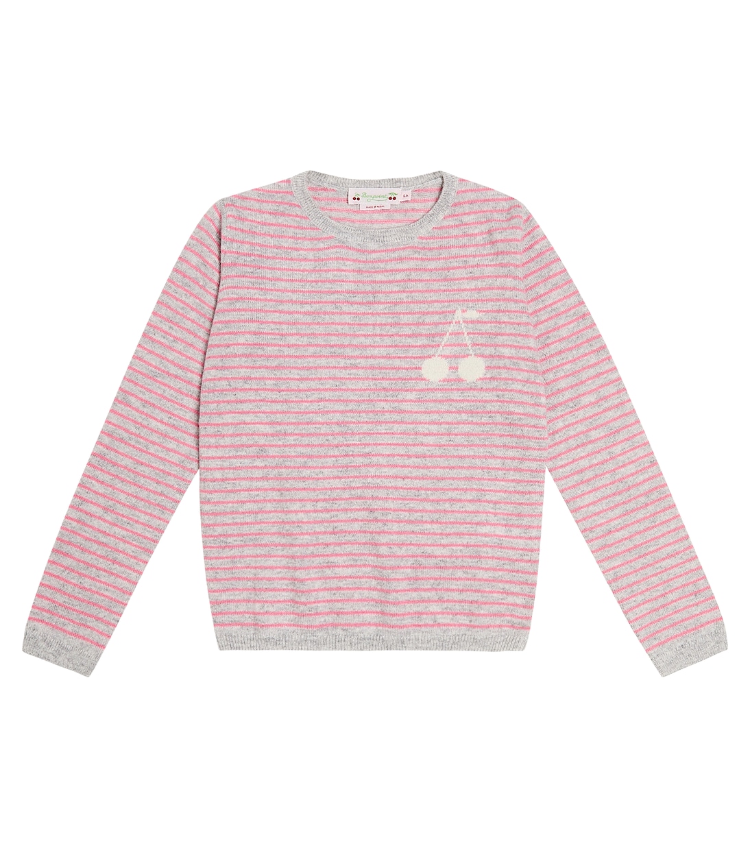 Кашемировый свитер вязки интарсия brunelle Bonpoint, розовый полосатый свитер вязки интарсия marni шафрановый