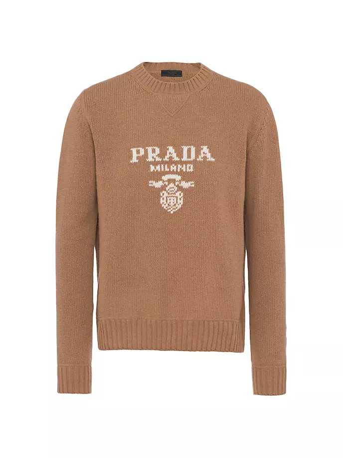 

Свитер с круглым вырезом из шерсти и кашемира Prada, коричневый