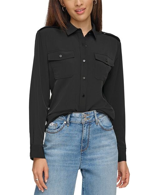 

Эполеты Блузка KARL LAGERFELD PARIS, цвет Black