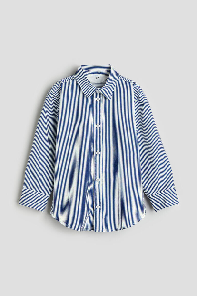 

Хлопковая рубашка с длинными рукавами H&M, синий