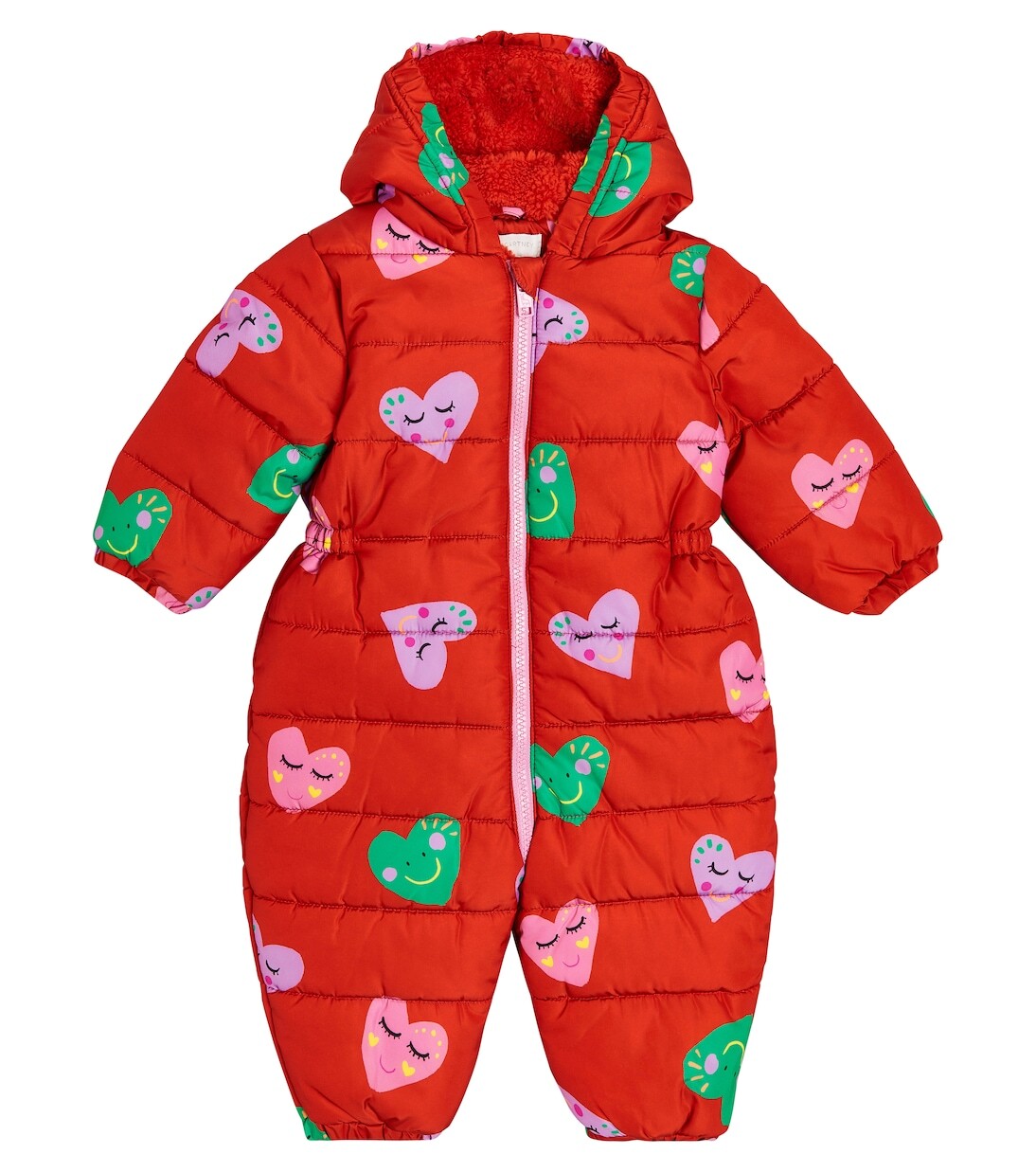 

Пуховой комбинезон с детским принтом Stella Mccartney Kids, красный