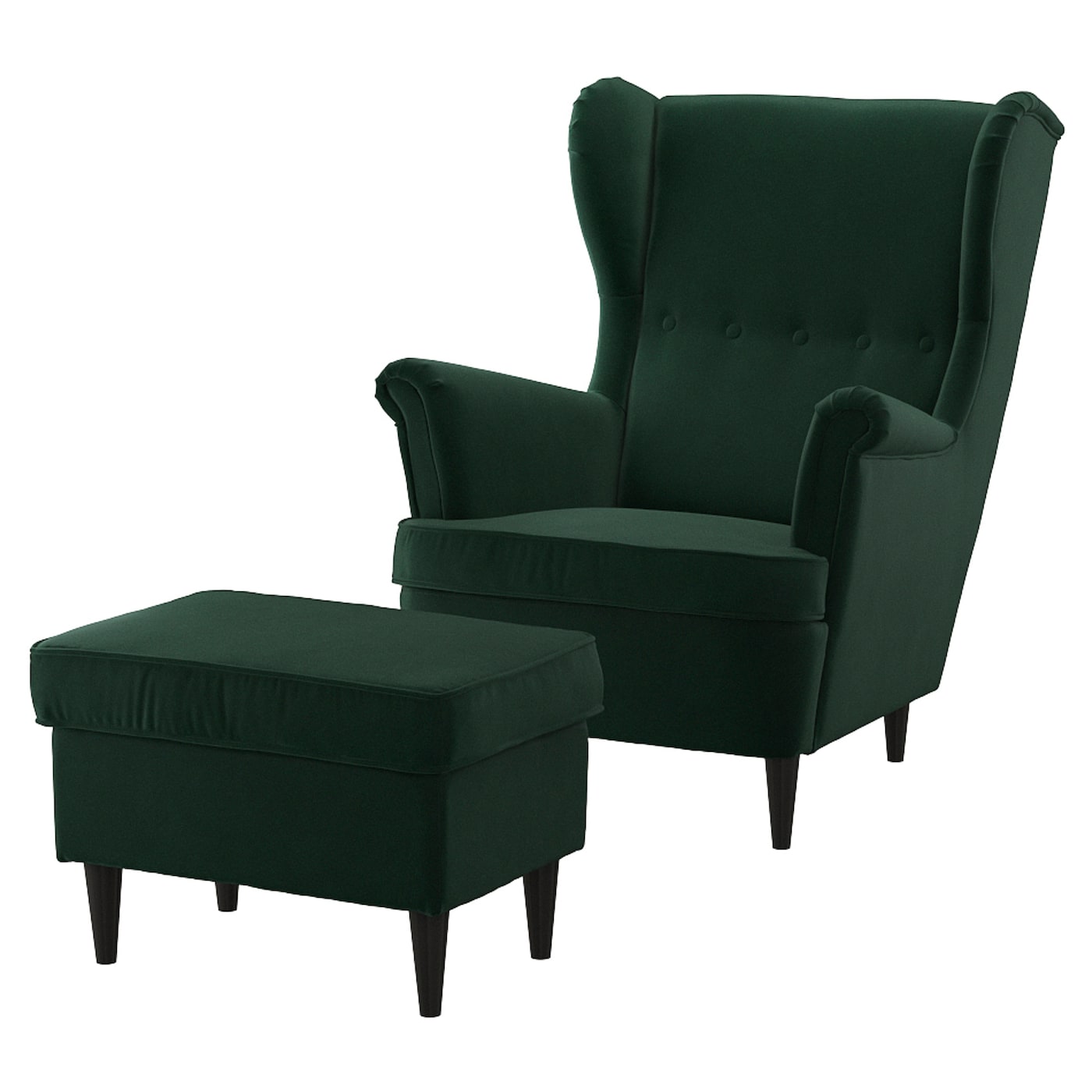 СТРАНДМОН Кресло и подставка для ног, Дьюпарп темно-зеленый STRANDMON IKEA