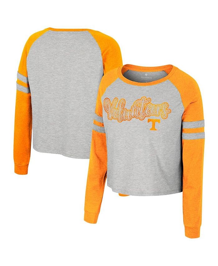 

Женская укороченная футболка цвета реглан с длинными рукавами Tennessee Volunteers I'm Gliding Here Colosseum, серый