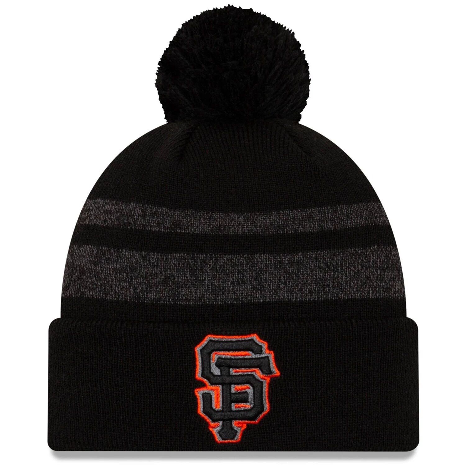 

Мужская черная вязаная шапка New Era San Francisco Giants Dispatch с манжетами и помпоном