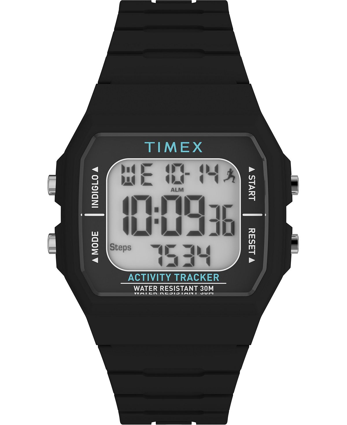 Унисекс цифровые цифровые часы Ironman Classic черные силиконовые 40 мм Timex, черный фото