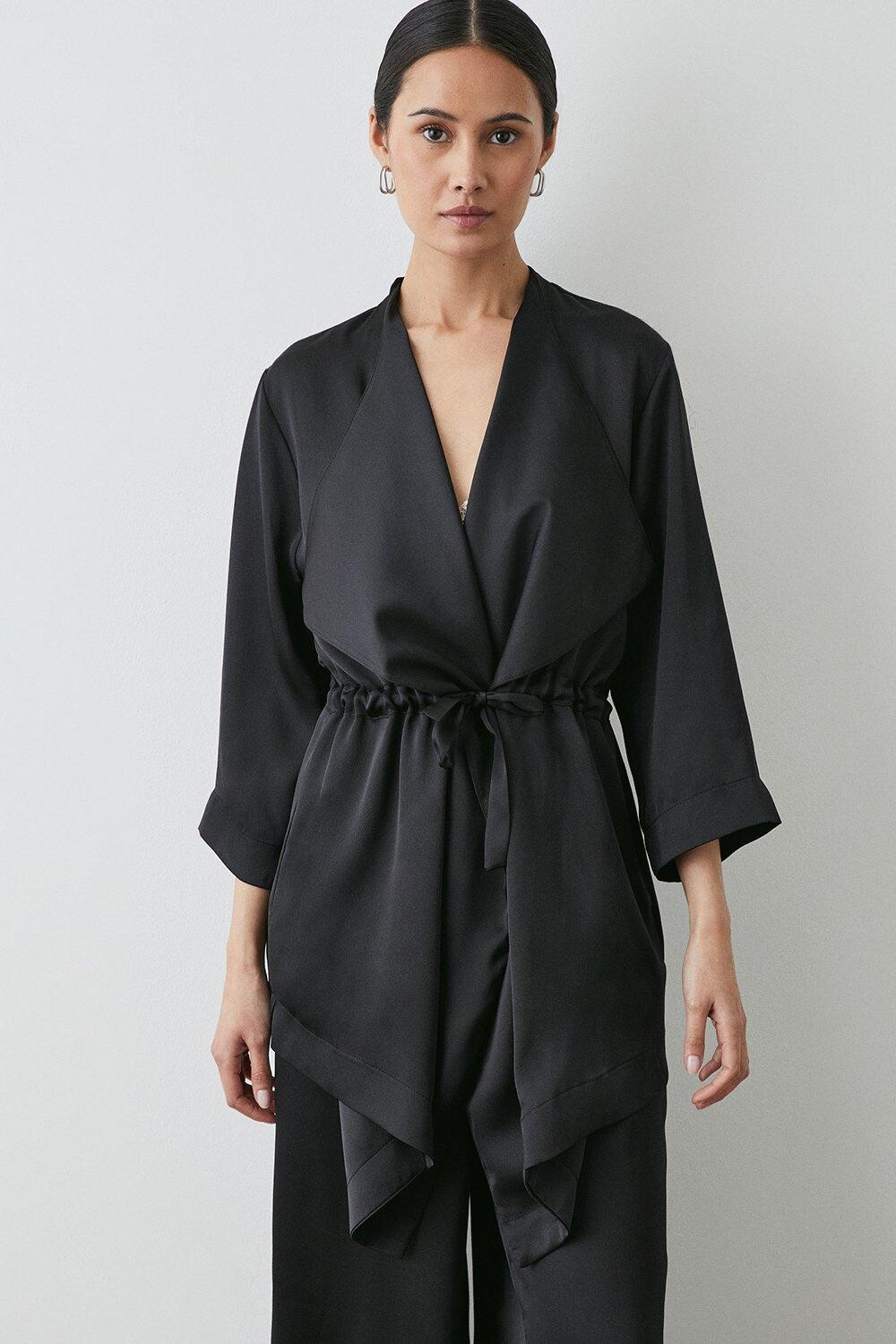 

Черная атласная куртка-водопад Debenhams, черный
