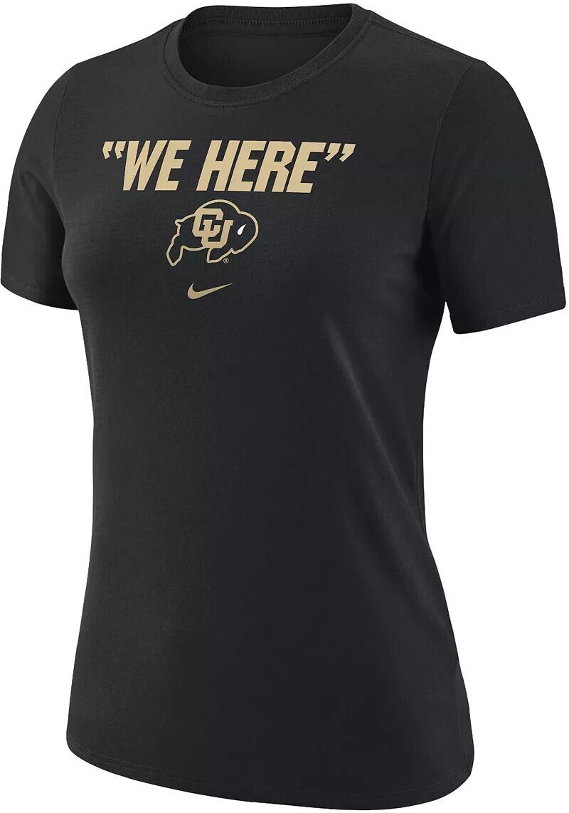 

Женская черная футболка Nike Colorado Buffaloes We Here
