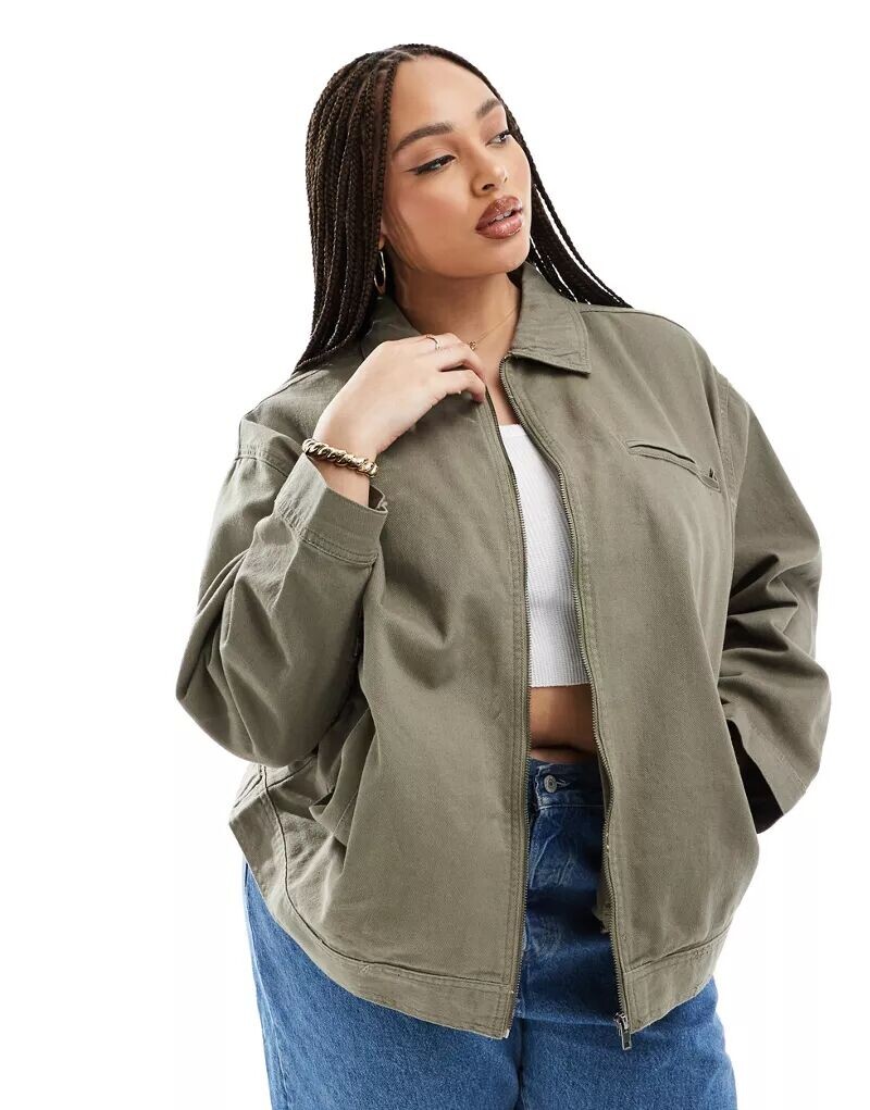 

Твиловая Куртка хаки ASOS DESIGN Curve