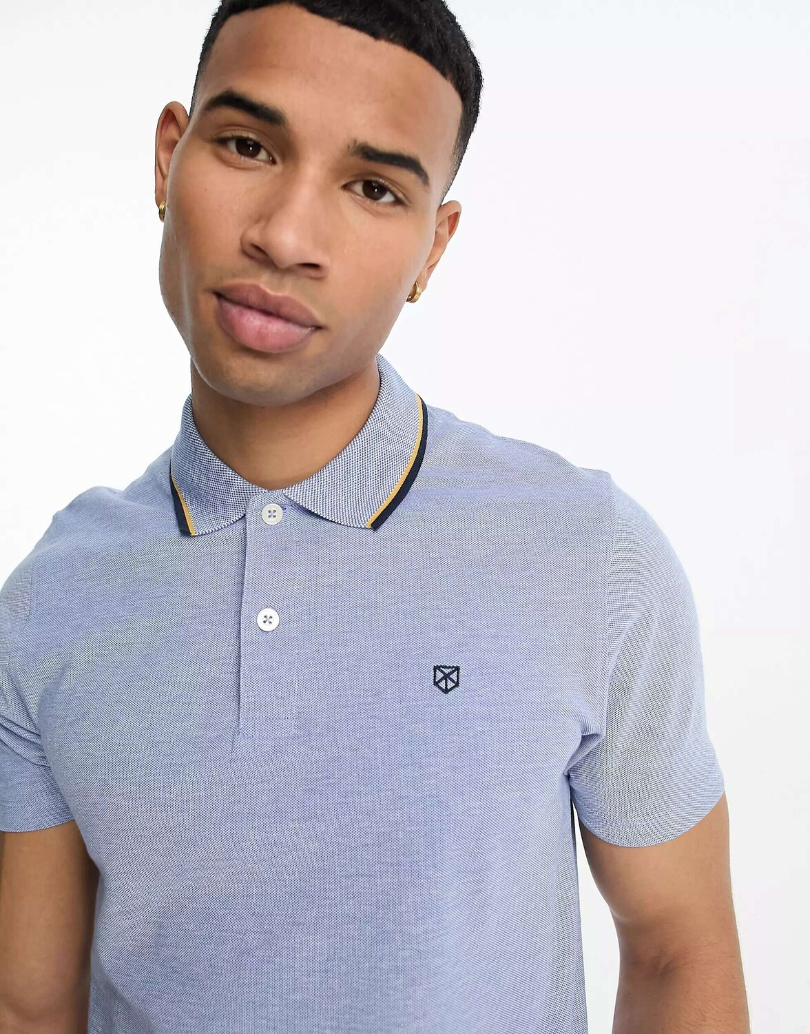 

Голубая футболка-поло с логотипом Jack & Jones, Синий