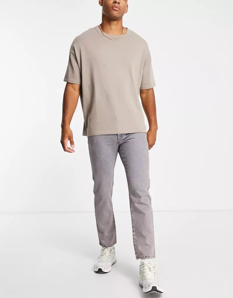 

Светлые прямые джинсы Topman с розовой строчкой