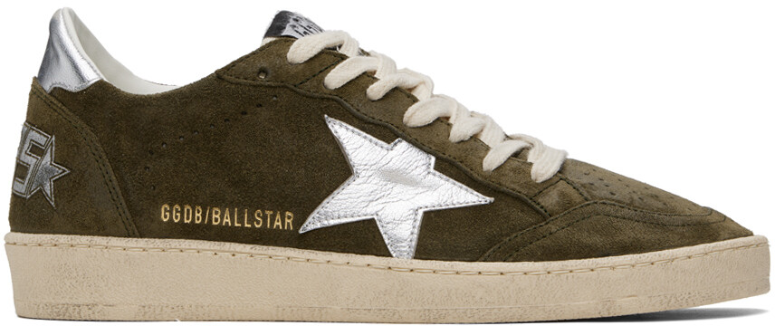 

Кроссовки цвета хаки со звездами Golden Goose