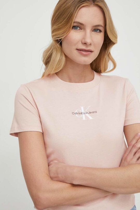 

Хлопковая футболка Calvin Klein Jeans, розовый
