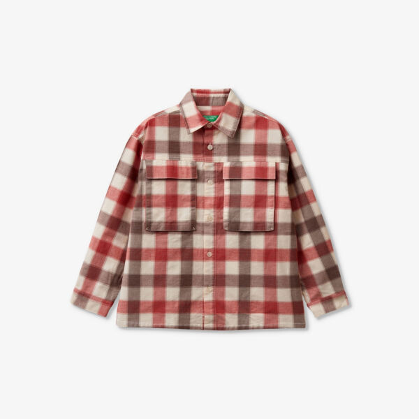

Рубашка из хлопка в клетку с нагрудным карманом 6-14 лет Benetton, мультиколор
