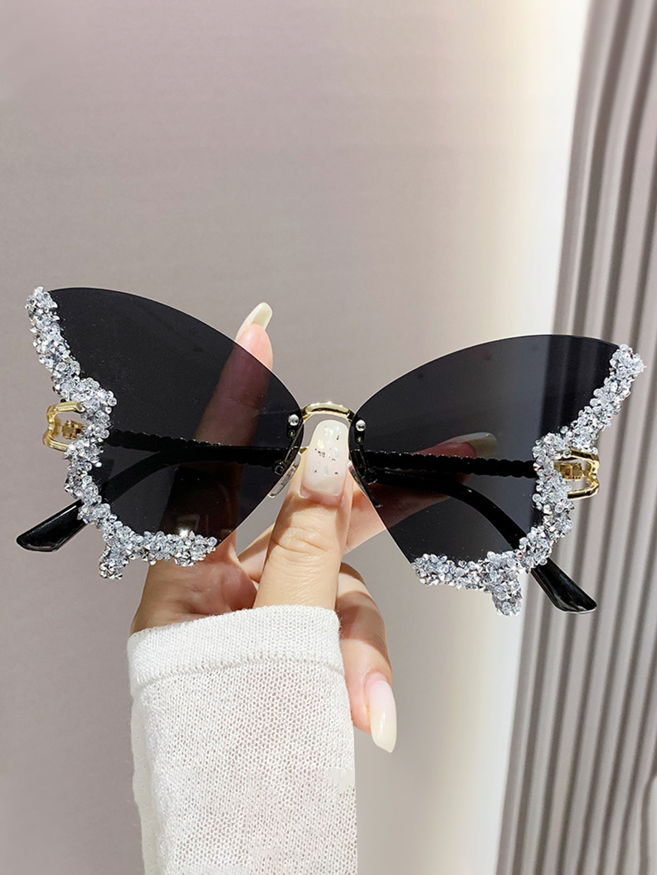 1шт женщин горный хрусталь декор бабочка дизайн модные очки