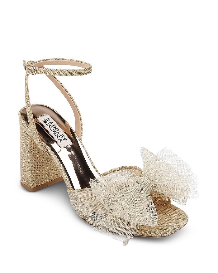 

Женские босоножки на блочном каблуке с бантом из тюля Tess Badgley Mischka