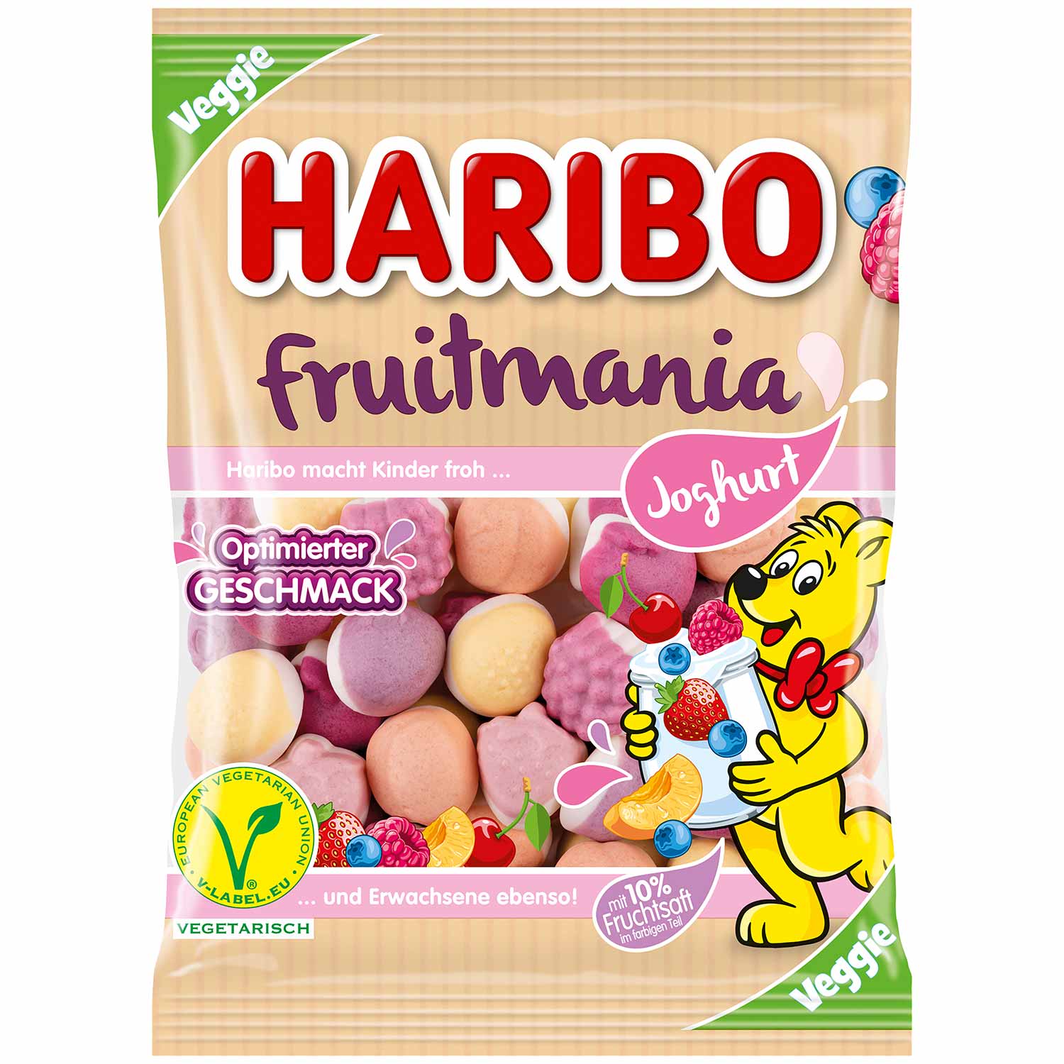 Вегетарианские йогуртовые фруктовые жевательные резинки <b>Haribo</b> Fruitmania и...