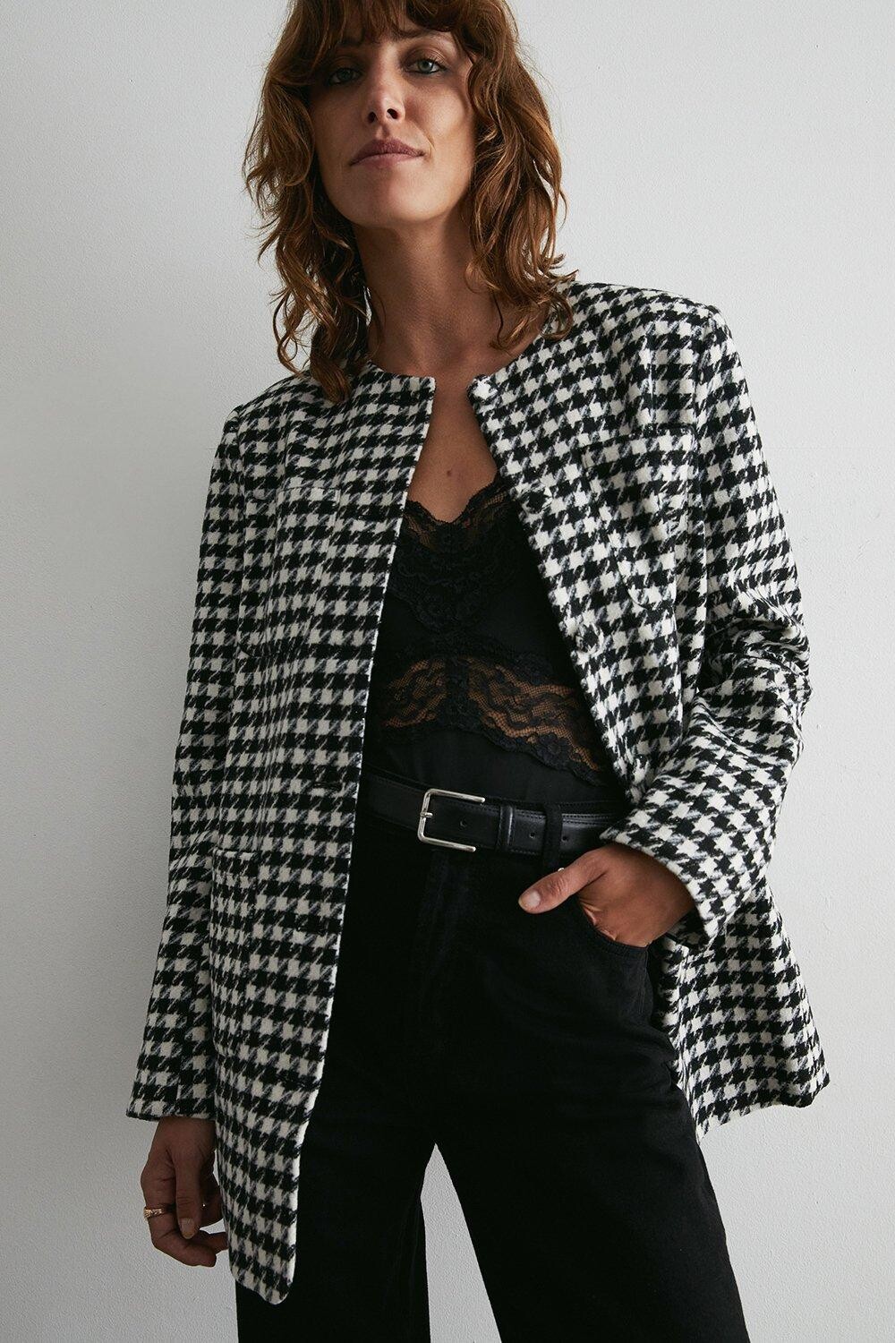 

Длинный твидовый пиджак Dogtooth Warehouse, мультиколор