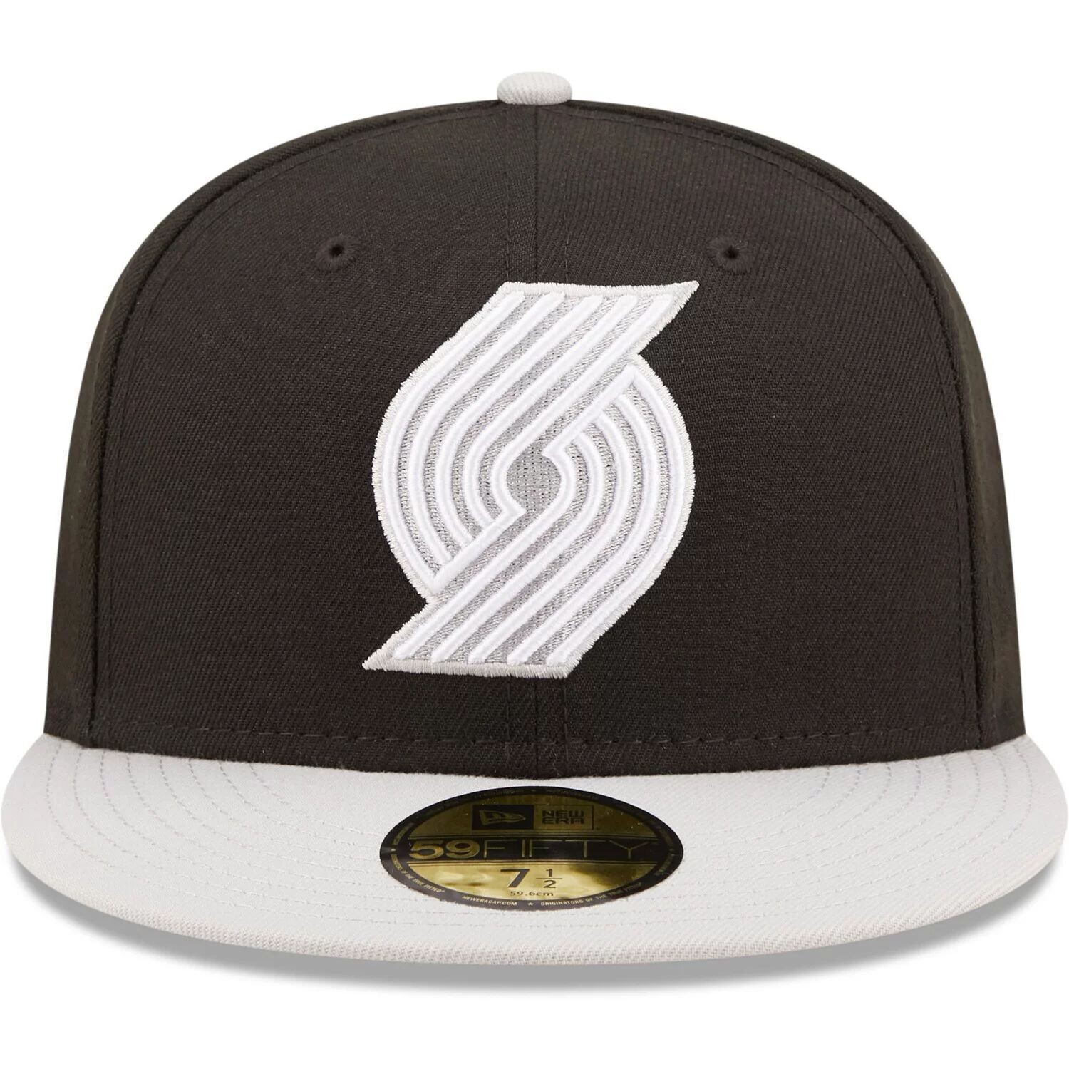 

Мужские черно-серые кроссовки New Era Portland Trail Blazers, двухцветная цветовая гамма 59FIFTY, приталенная шляпа