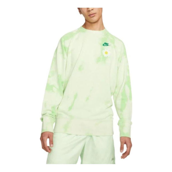 Толстовка Nike Tie Dye Flowers Pattern Round Neck Pullover Long Sleeves Hoodie Men's Green, зеленый