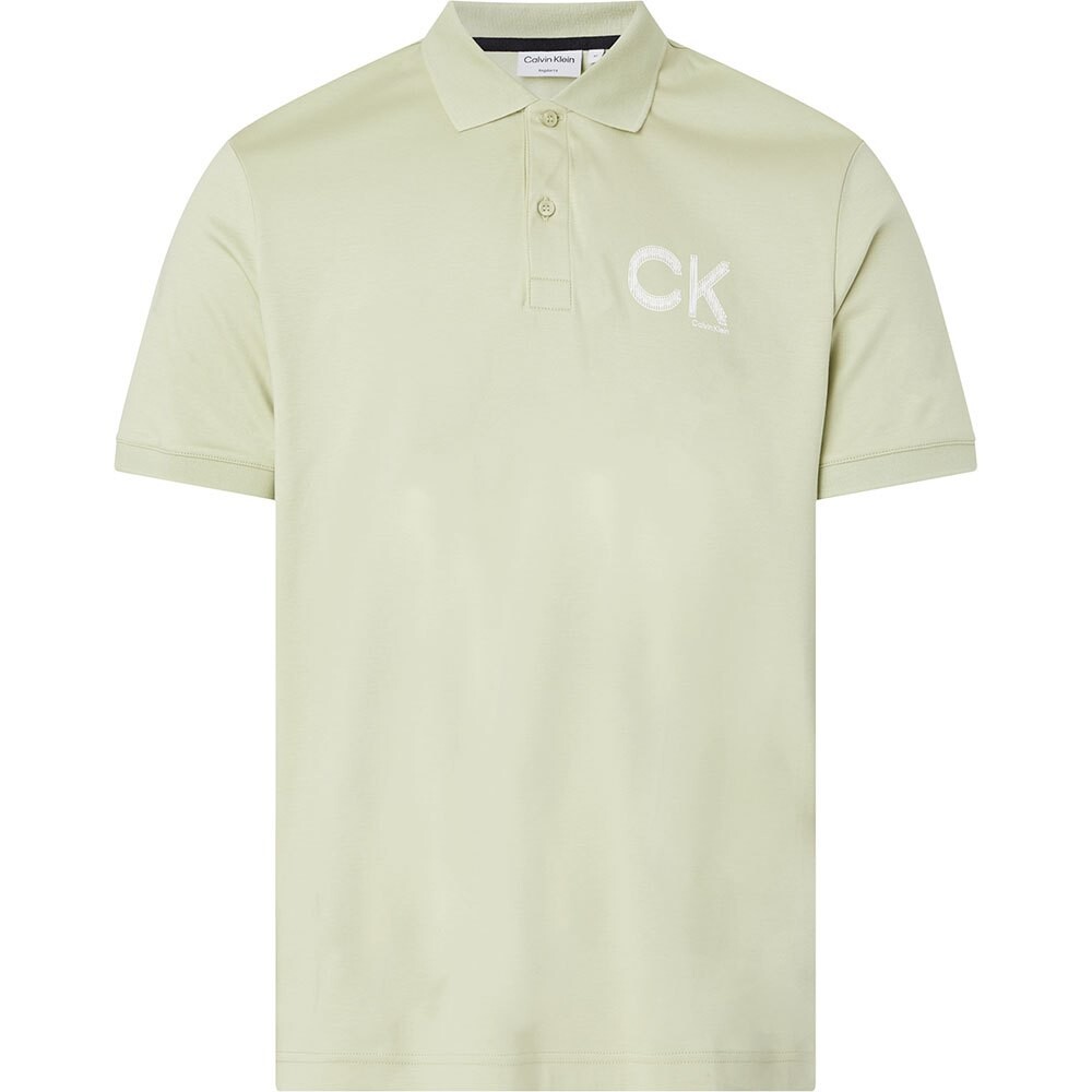 

Поло с коротким рукавом Calvin Klein Striped Chest Logo, зеленый