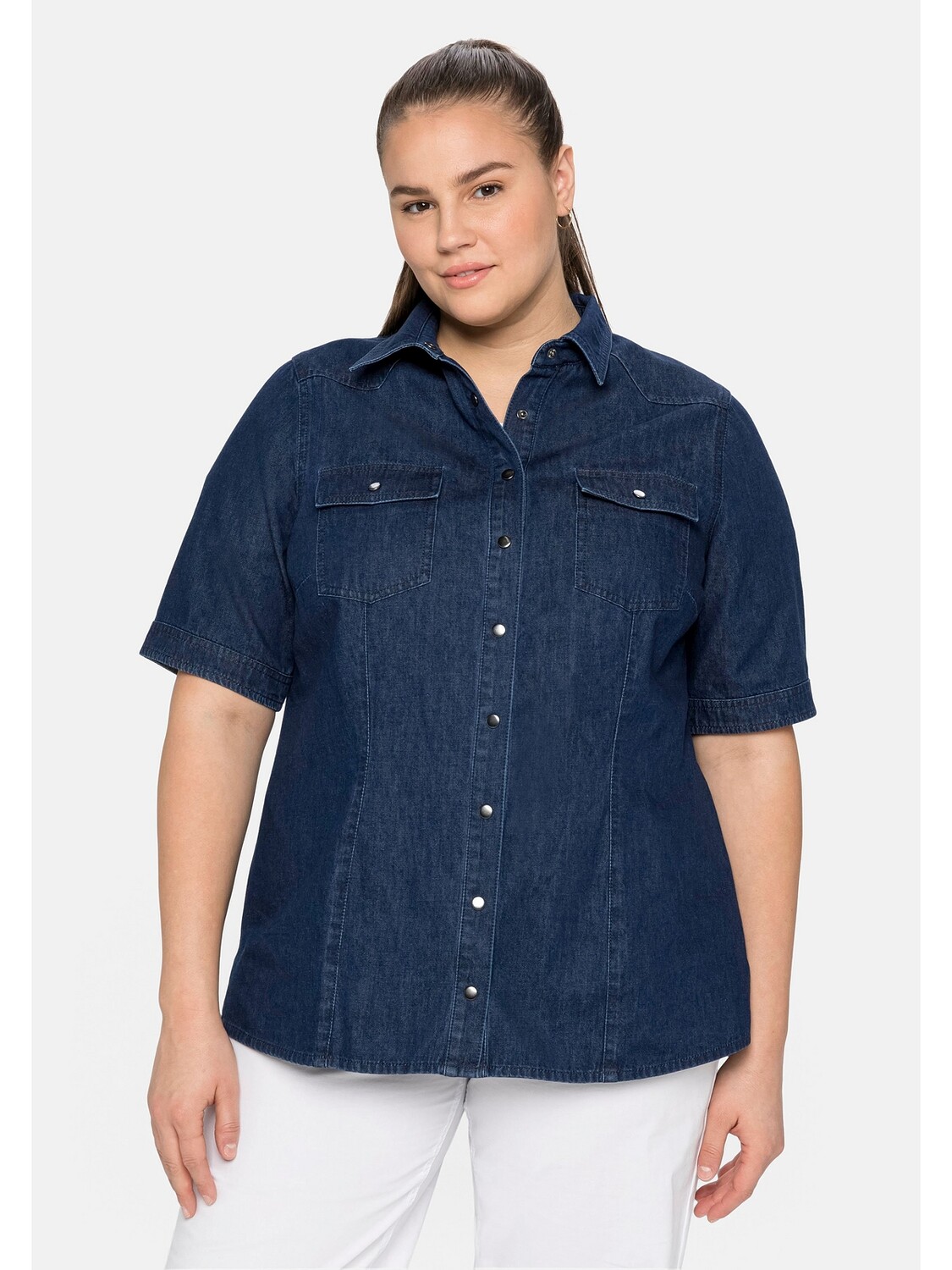 

Блуза sheego Hemd, цвет dark blue Denim