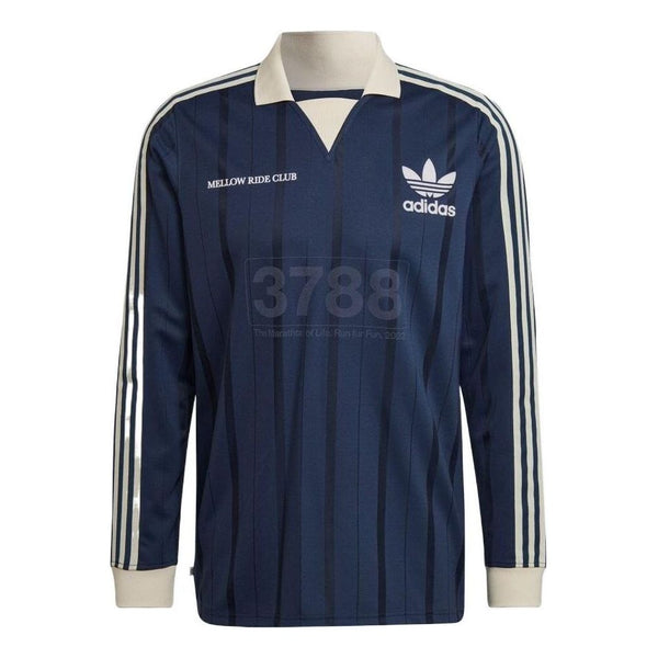 Футболка Men's adidas originals Stripe Logo Long Sleeves Blue Polo Shirt, синий