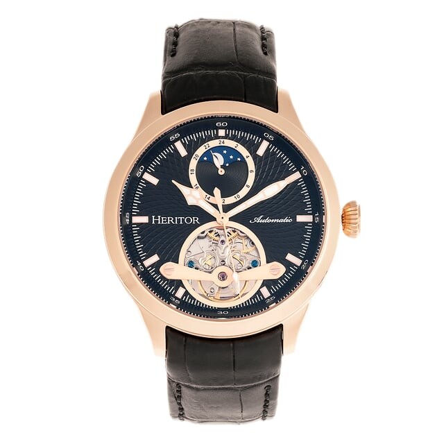 

Автоматические часы Heritor Gregory полускелетон с кожаным ремешком Heritor Automatic, розовый