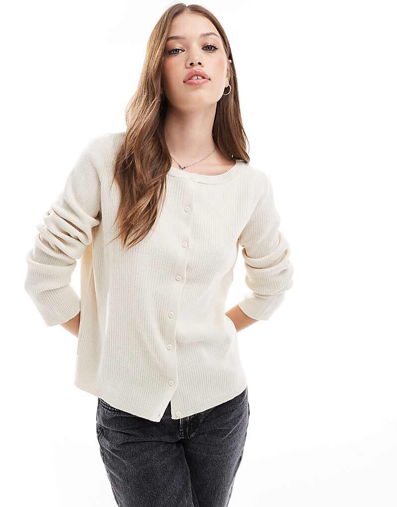 

ASOS DESIGN – кардиган коробчатой ​​вязки цвета слоновой кости