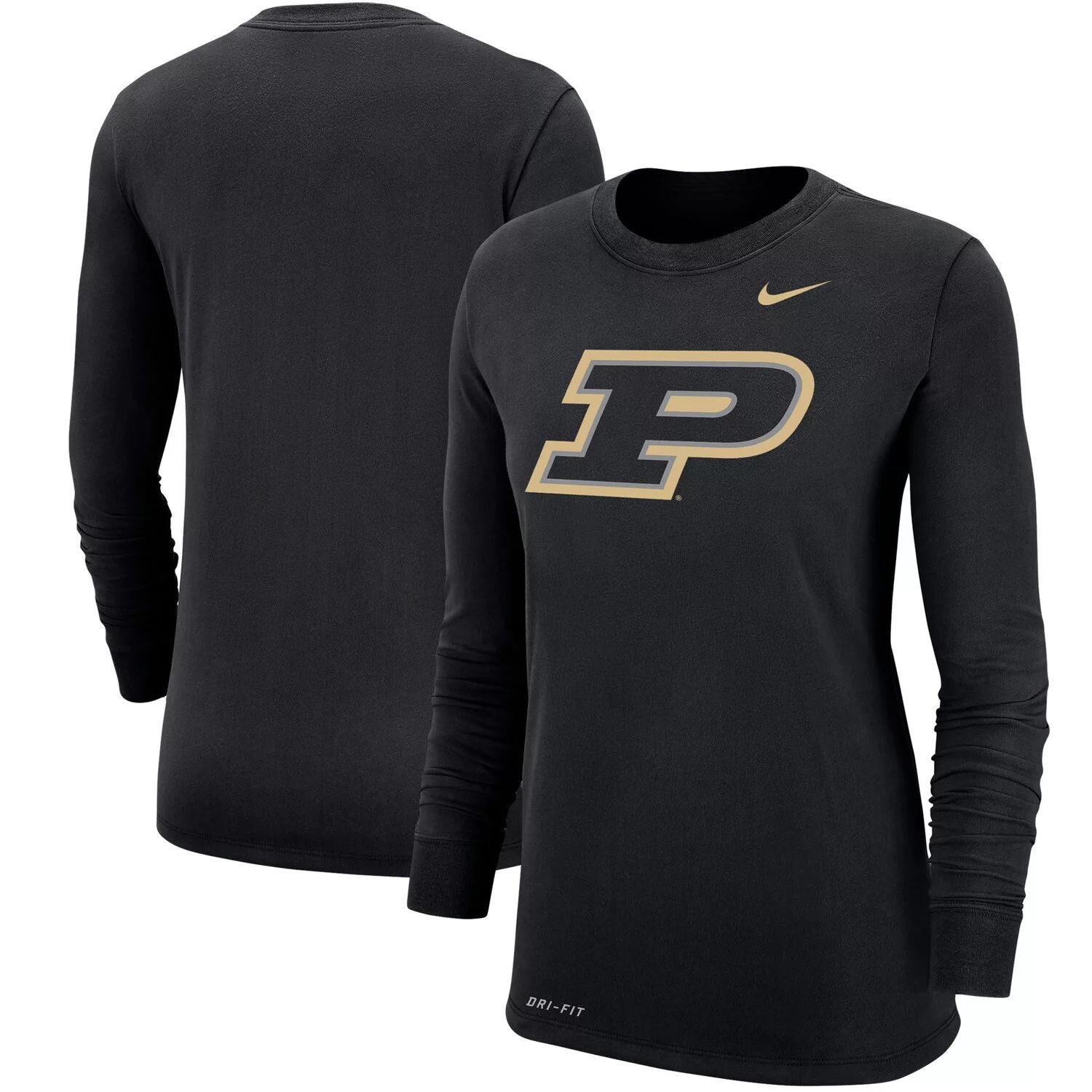 цена Женская черная футболка с длинным рукавом и логотипом Nike Purdue Boilermakers Performance Nike