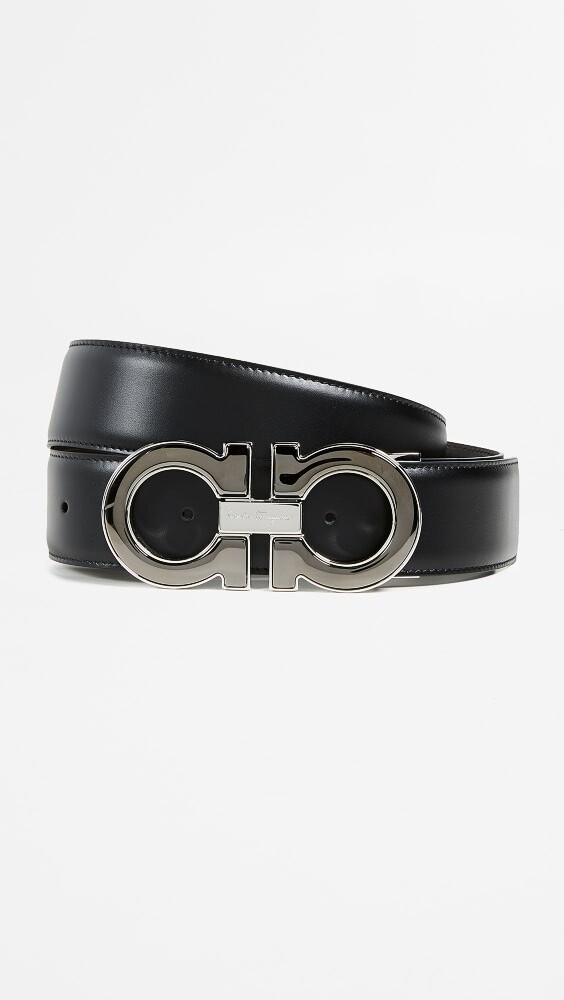 

Ремень FERRAGAMO Large Double Gancio Reversible, черный
